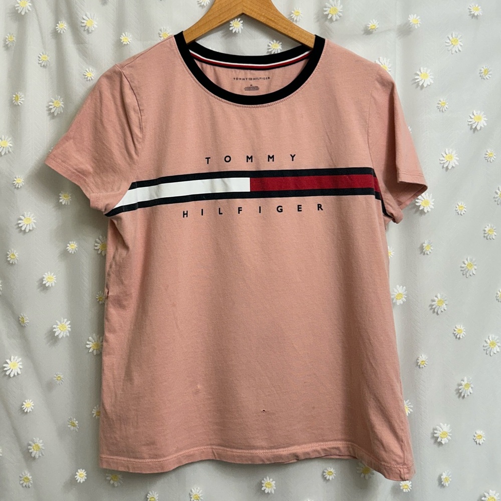 Tommy Hilfiger Blush Pink Tee with Stripe Detail